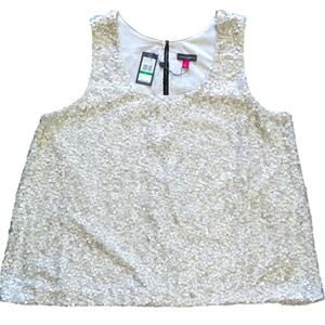 Vince Camuto Polished Rocker sequin tank cream size L NWT